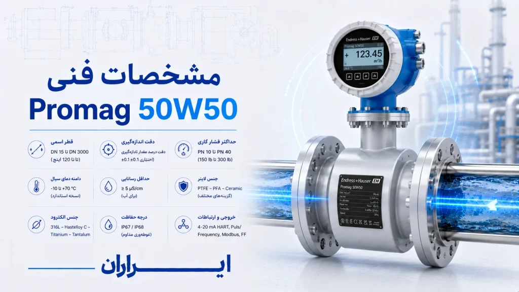 مشخصات فنی Promag 50W50؛ بررسی دقیق ویژگی‌ها، دقت، سایز و شرایط کاری
